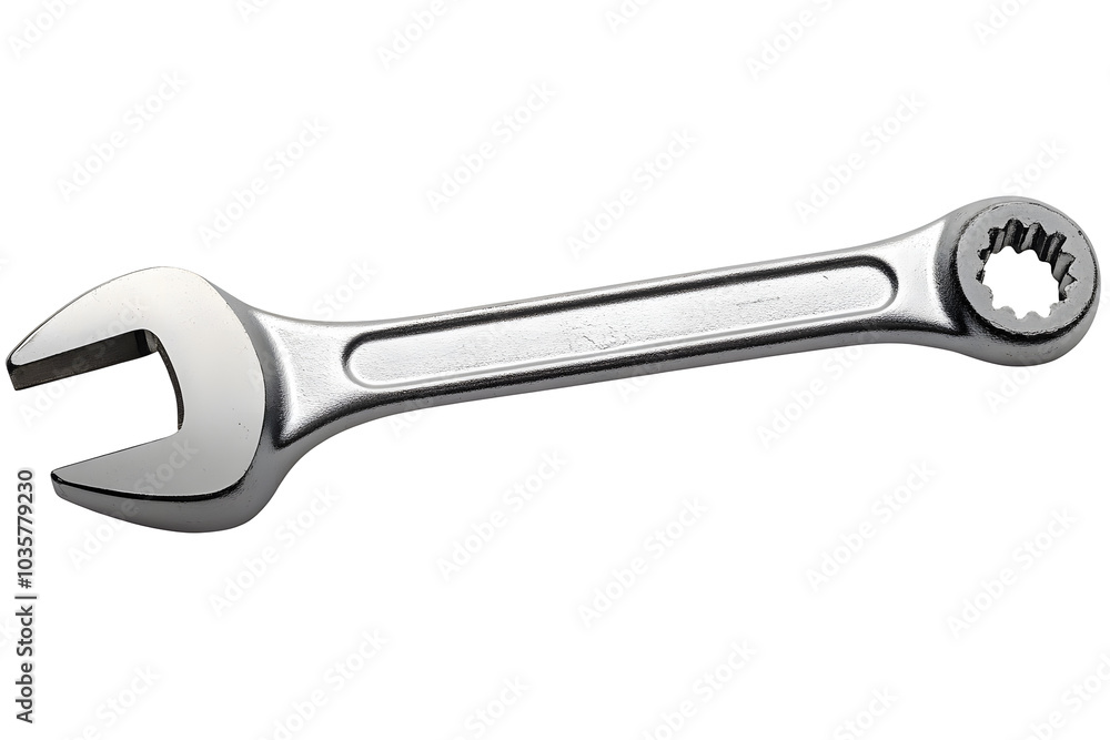 A single open-end wrench isolated on a transparent background A single open-end wrench isolated on a transparent background