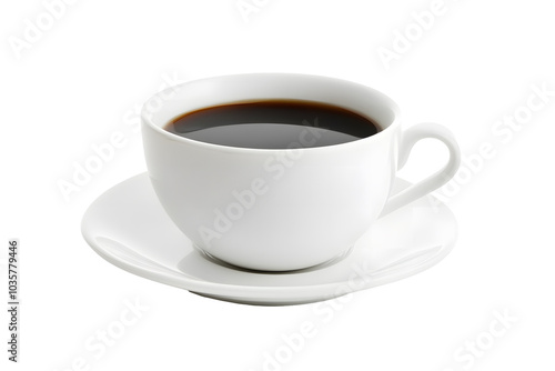 A cup of black coffee isolated on transparent background