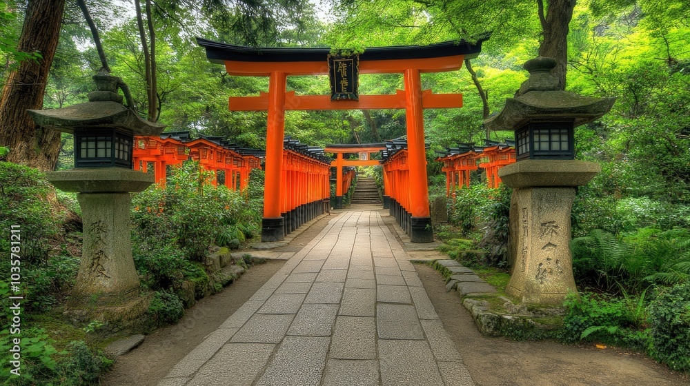 The ancient torii gates of Fushimi Inari Shrine in Kyoto, lined up in a seemingly endless path. The ancient torii gates of Fushimi Inari Shrine in Kyoto, lined up in a seemingly endless path.