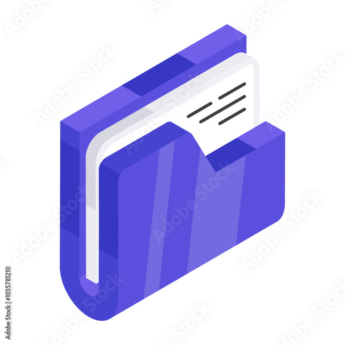 A flat isometric design icon of folder

