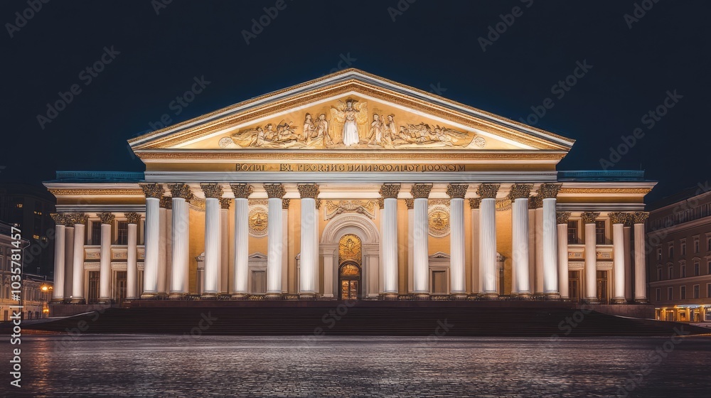 The Bolshoi Theatre in Moscow, showcasing its grand neoclassical architecture. The Bolshoi Theatre in Moscow, showcasing its grand neoclassical architecture.
