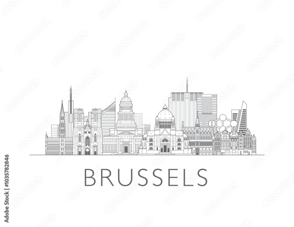 Fototapeta premium Brussels skyline cityscape vector illustration