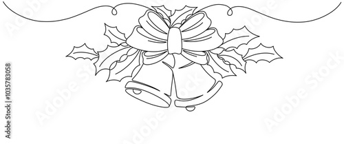 christmas bells line art style. christmas elements	