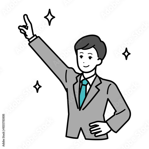 Illustration of a male businessperson striving toward a goal.
