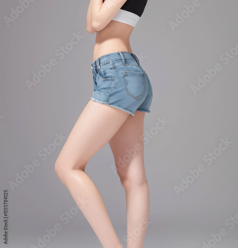 Plakat w ramie 若い日本人女性の美脚モデル
