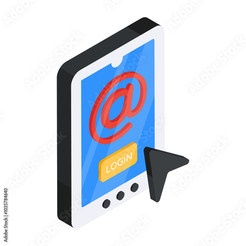 A flat isometric design icon of mobile email

 photo