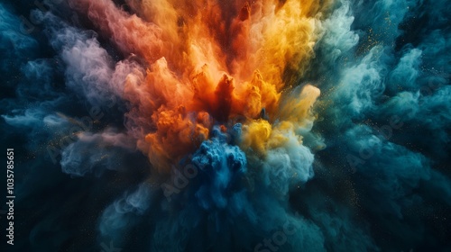 Vibrant Abstract Explosion of Powder Paint Colors