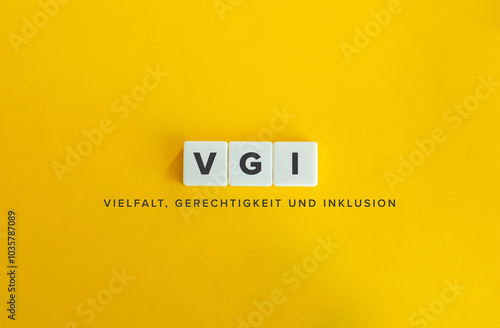 Diversity, Equity, and Inclusion (DEI) Banner. Abbreviation, Acronym and Text on Block Letter Tiles on Yellow Background.