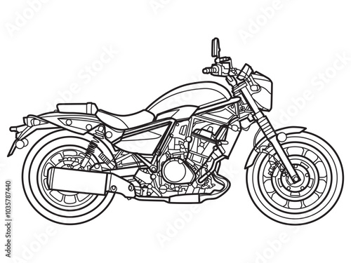 Sports motorbike line art illustration isolated on background