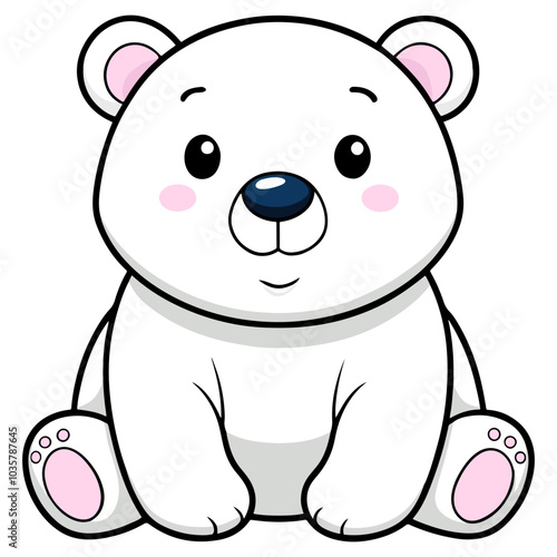 Adorable Polar Bear with Pink Paws Sitting