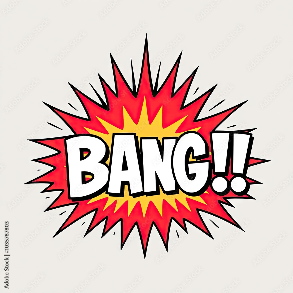 Explosive BANG! Text in Pop Art Style for Dynamic Marketing and Entertainment Campaigns Explosive BANG! Text in Pop Art Style for Dynamic Marketing and Entertainment Campaigns