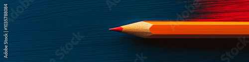 orange pencil on blue background