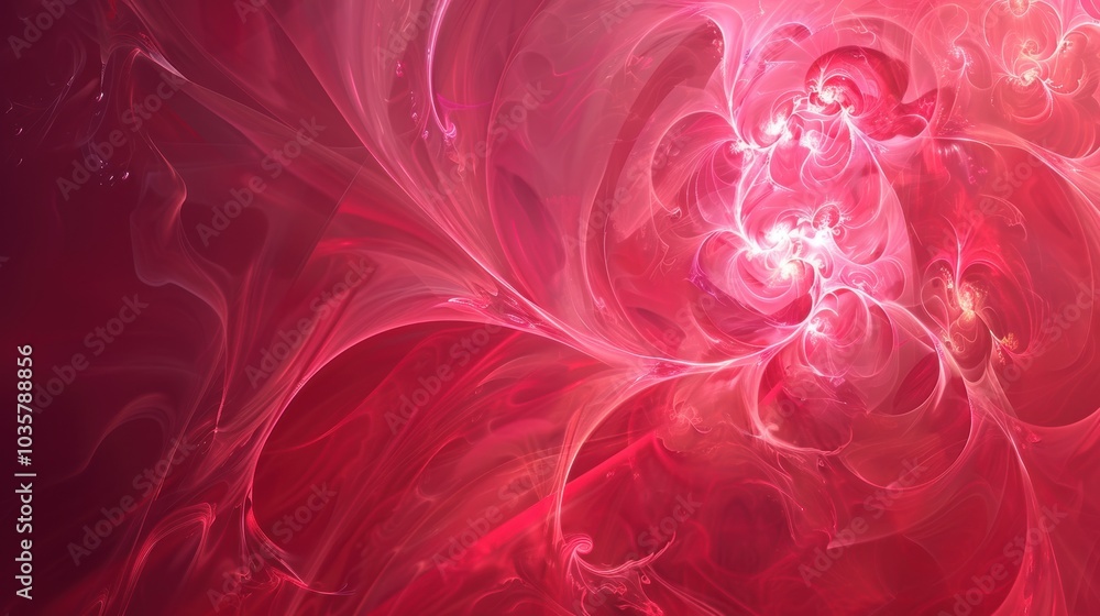 Valentine's Day Abstract Swirling Background with Glowing Hearts and Floral Patterns for Romantic Designs Valentine's Day Abstract Swirling Background with Glowing Hearts and Floral Patterns for Romantic Designs
