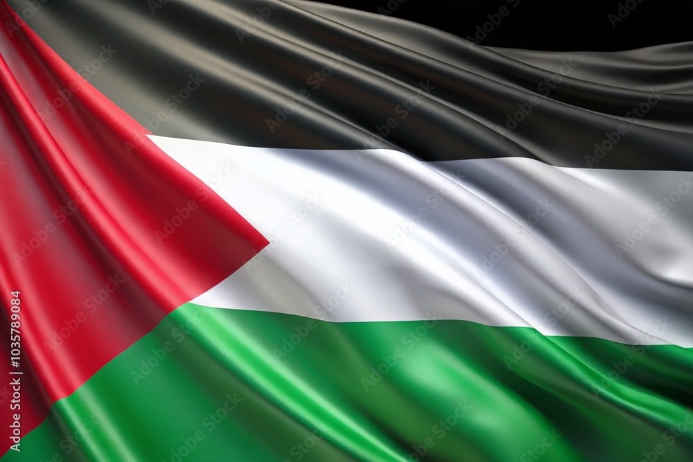 Obraz premium Palestine Curtain Flag Animation with Alpha Matte for Seamless Loop Background Video and Candid Photography