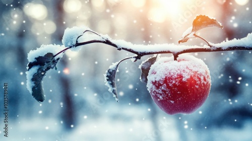 Snow Covered Apple. photo