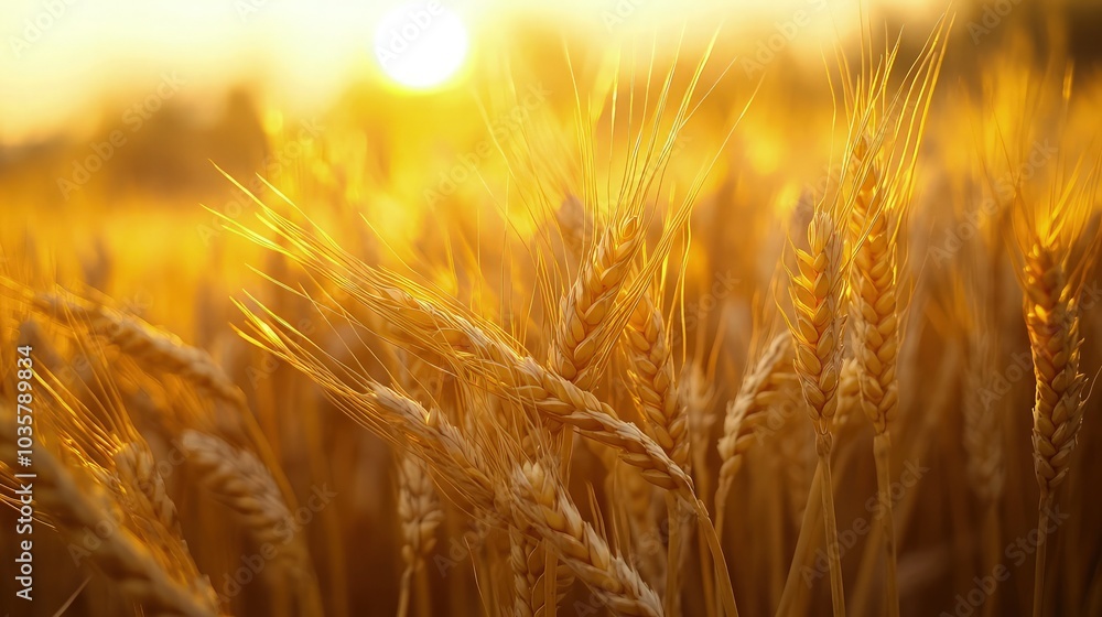 Golden wheat colossus in the evening. 4k video footage. Golden wheat colossus in the evening. 4k video footage.