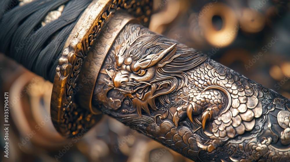 Detailed Engraved Hilt of Samurai Sword Detailed Engraved Hilt of Samurai Sword