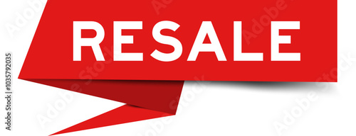 Red color speech banner with word resale on white background