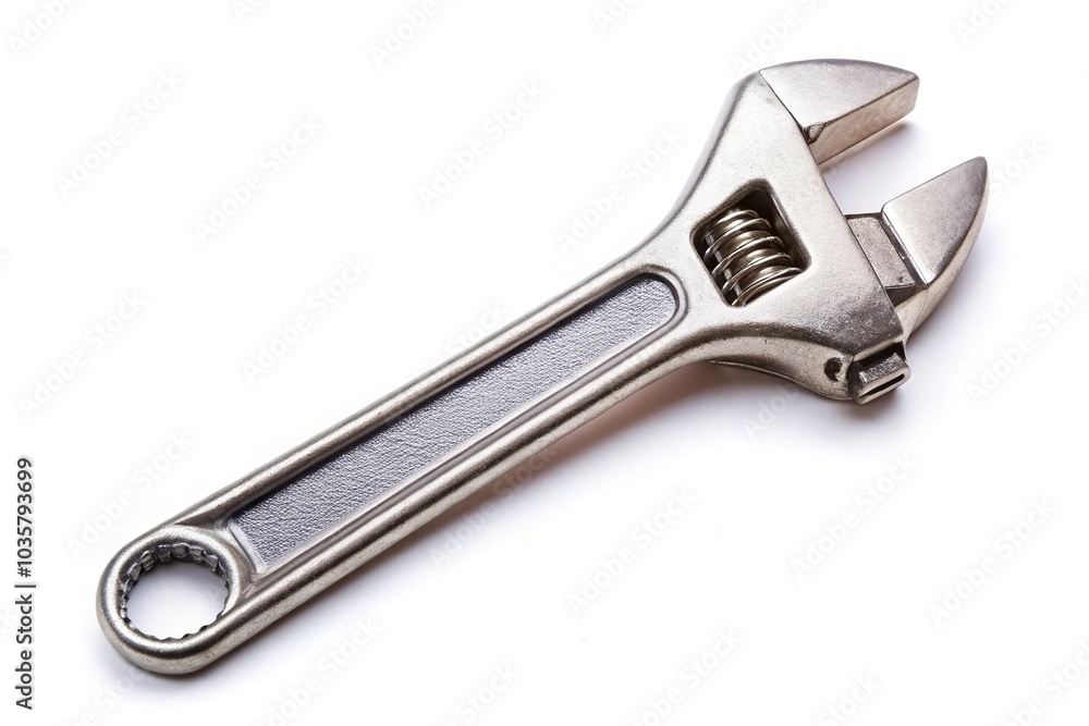 Adjustable wrench with asymmetrical design isolated on white background Adjustable wrench with asymmetrical design isolated on white background