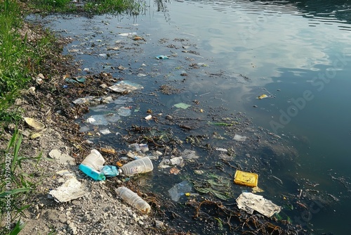 Water pollution in the river environment 