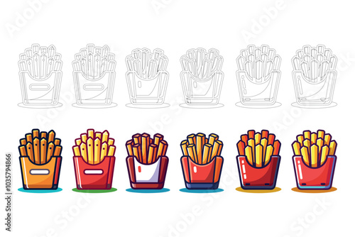 Variety of Cartoon French Fries in Different Styles