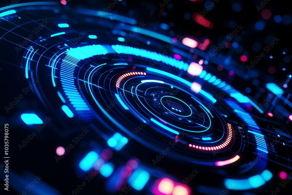 A vibrant digital design featuring concentric circles and colorful light patterns, evoking a futuristic and technological vibe. A vibrant digital design featuring concentric circles and colorful light patterns, evoking a futuristic and technological vibe.