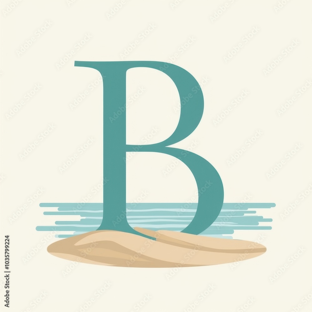 Alphabet letters shaped in the sand on a sunny beach by the sea, capturing the essence of summer and tropical paradise
