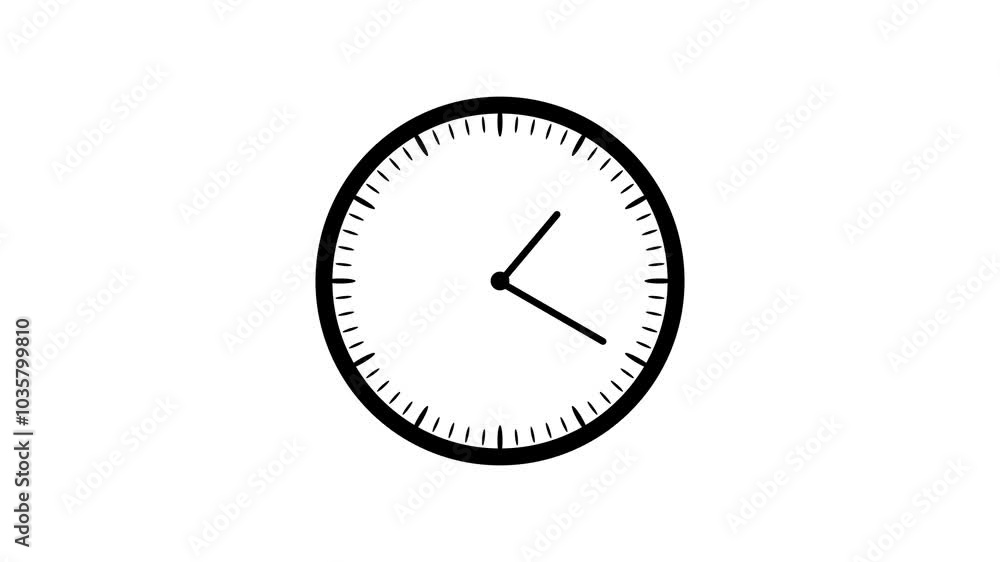 Wall clock black color moving animation on white background. Wall clock black color moving animation on white background.