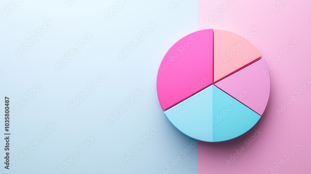 Fototapeta premium Soft Pastel Minimalist Pie Chart on Colored Background