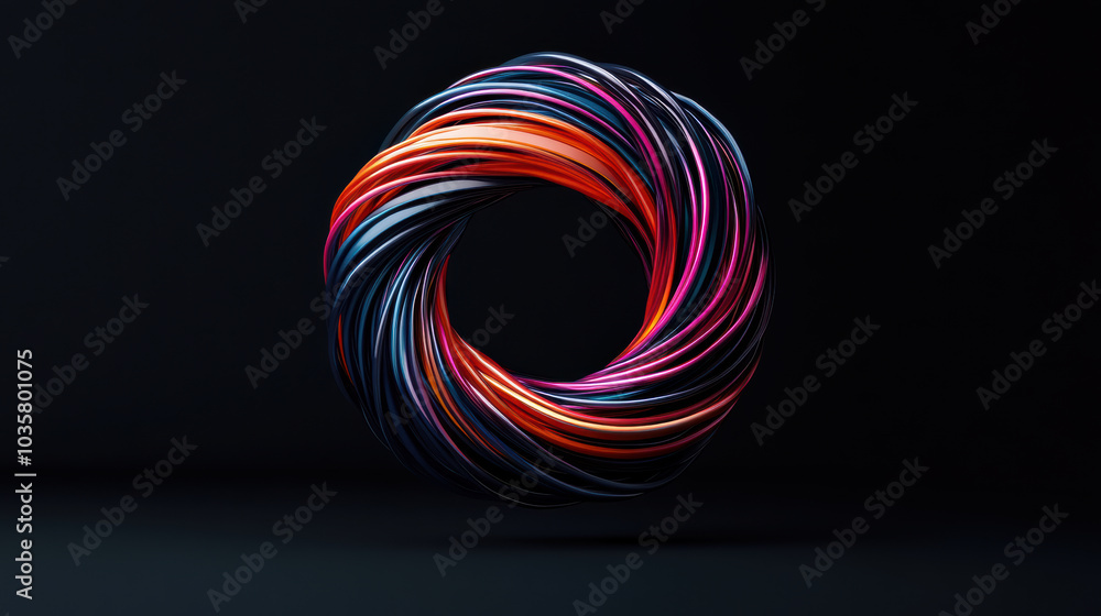 vibrant abstract 3D torus made of smooth vector lines in various colors vibrant abstract 3D torus made of smooth vector lines in various colors