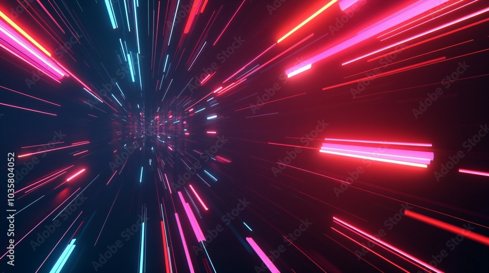 Fototapeta premium abstract futuristic neon background with glowing ascending lines