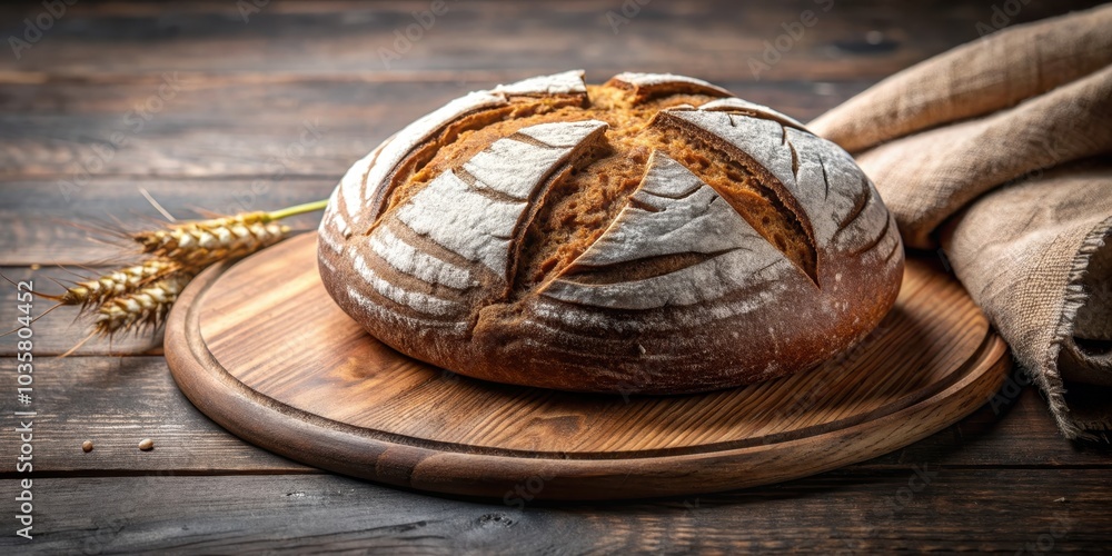 Freshly baked traditional round rye bread , rye, bread, loaf, round, crusty, homemade, traditional, rustic, bakery Freshly baked traditional round rye bread , rye, bread, loaf, round, crusty, homemade, traditional, rustic, bakery