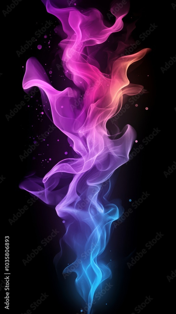 Colorful smoke against a black backdrop, with a black background and blue-pink smoke appearing only on the left side Colorful smoke against a black backdrop, with a black background and blue-pink smoke appearing only on the left side