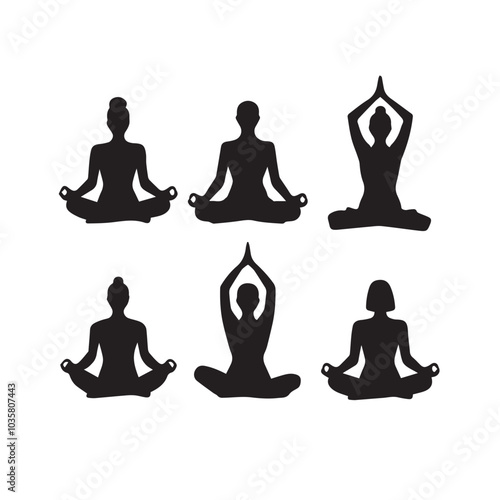 Vector silhouette image of a yoga on a white background