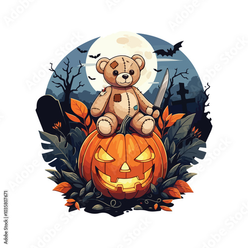 Creepy Halloween Vector Haunted House and Spooky Webs
