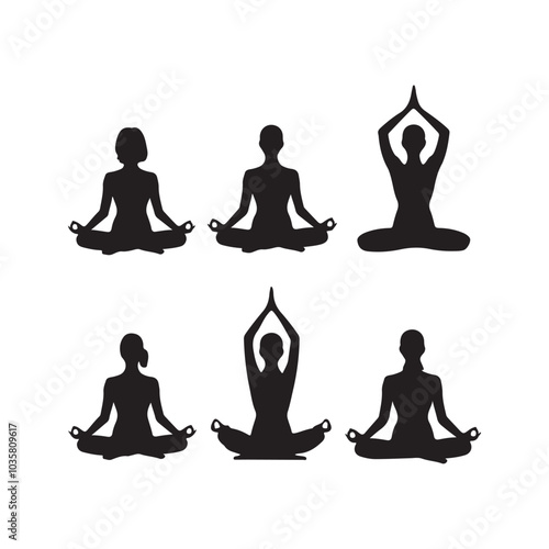 Vector silhouette image of a yoga on a white background