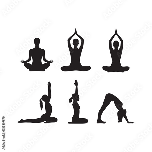 Vector silhouette image of a yoga on a white background