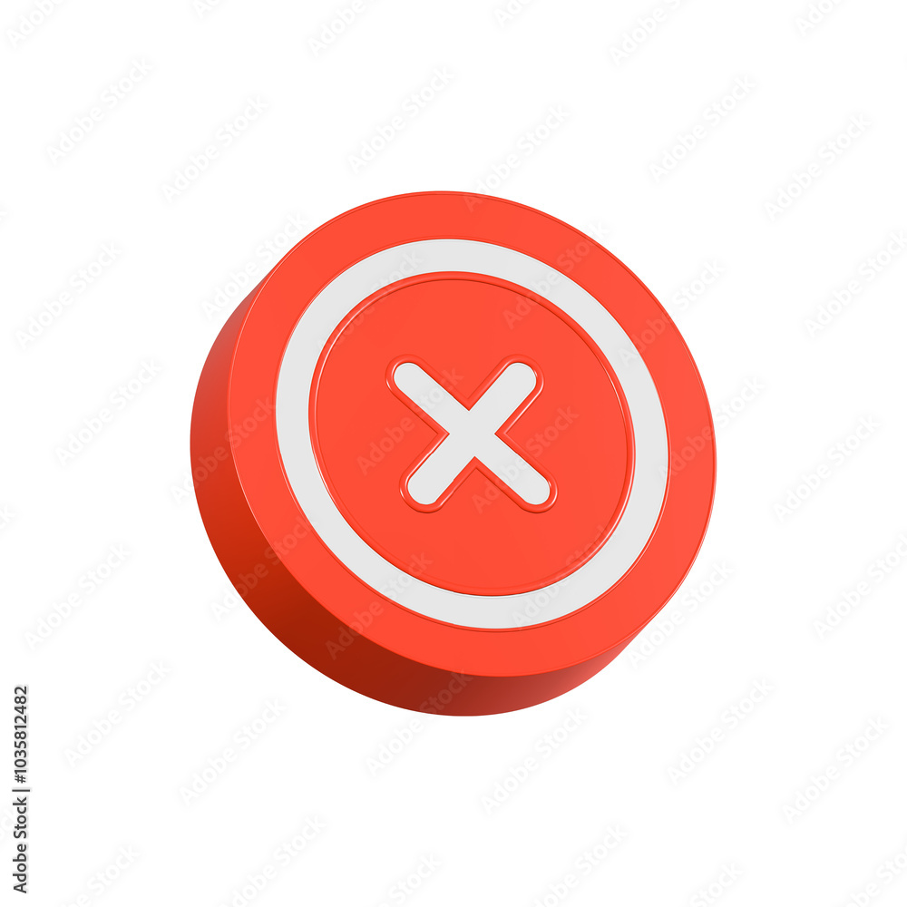 Fototapeta premium deleted icon, cancel symbol 3d red color