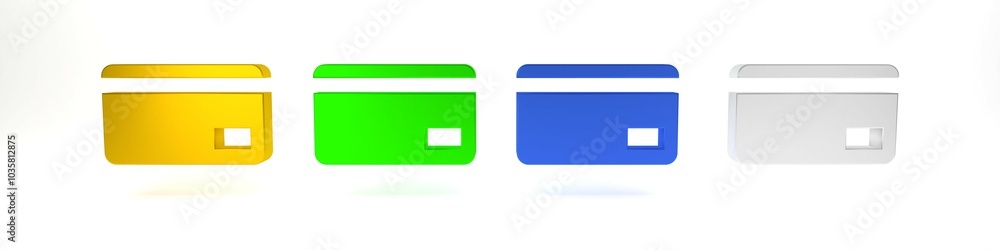 Colorful Credit card icon isolated on white background. Online payment. Cash withdrawal. Financial operations. Shopping sign. Minimalism concept. 3D render illustration Colorful Credit card icon isolated on white background. Online payment. Cash withdrawal. Financial operations. Shopping sign. Minimalism concept. 3D render illustration