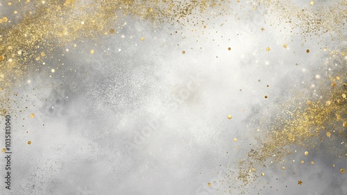 Aerial abstract background in gray and white colors with gold glitter