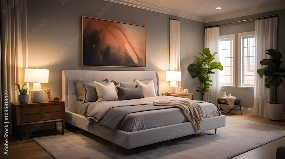 Modern Bedroom Interior Design with Soft Lighting Modern Bedroom Interior Design with Soft Lighting