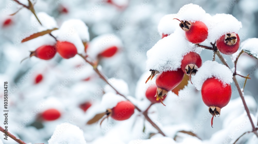 Snow-Covered Rose Hips. Snow-Covered Rose Hips.