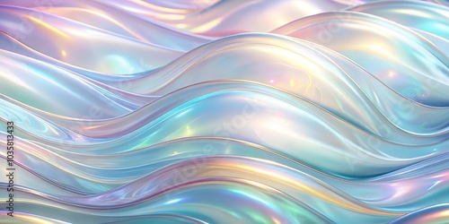 Aerial abstract background of shiny bright pale whitish iridescent big waves