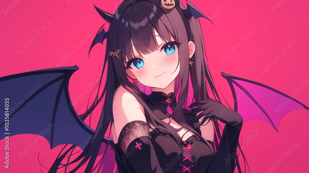 ハロウィンのコスプレをしたアニメ調の美少女 ハロウィンのコスプレをしたアニメ調の美少女