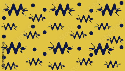 yellow Background with letter M and dot circles.