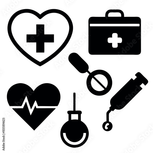 Medical and health care icon set vector illustration.
