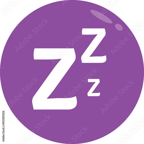 Round purple button showing three white z letters, symbolizing sleep and rest