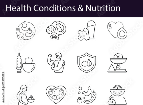 Health Conditions Nutrition Icons Dietary Wellness