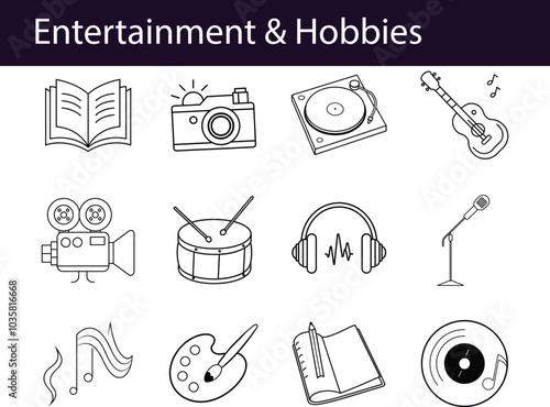 Entertainment and Hobbies: Icons for Leisure Activities