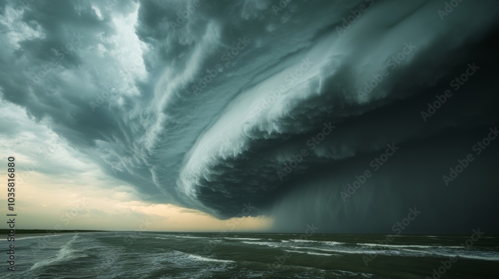 Fototapeta premium Climate modeling of storm systems, utilizing advanced computational techniques to predict future storm patterns and their potential impacts